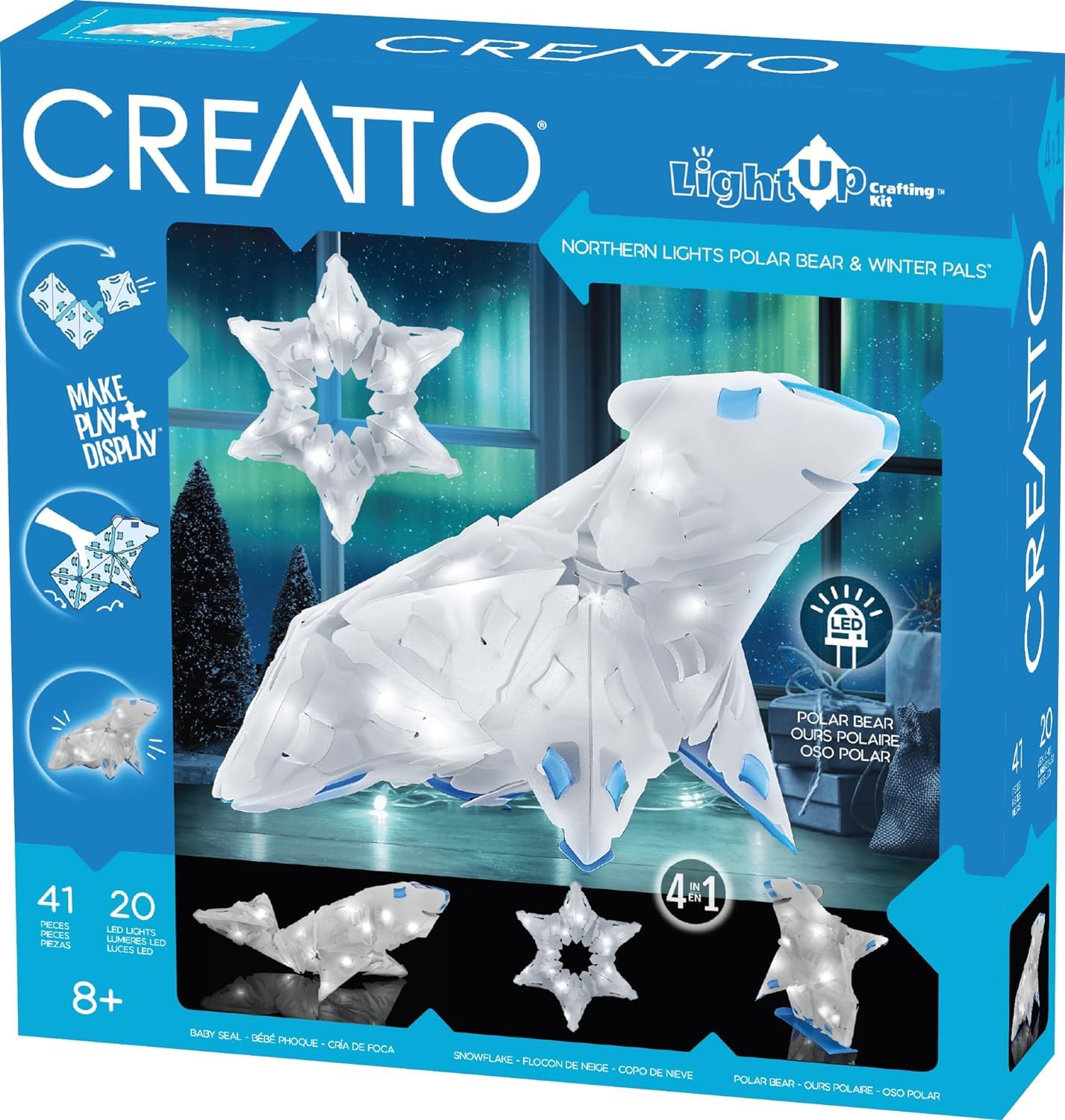 03522 | Creatto: Polar Bear | Build up to 4 Crafting kits | Make, Play & Display | 3D Light up Model | Ages 8+, 03462