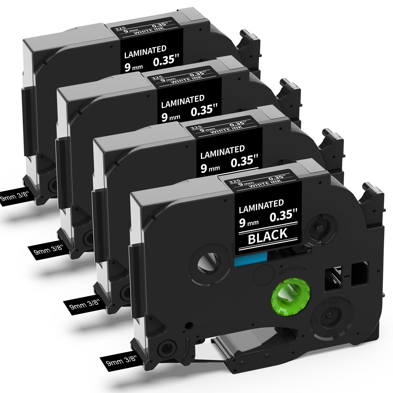 Labelife 9mm Label Tape White on Black Replace for Brother TZe TZ Tape 9mm 0.35" Laminated TZe-325 TZe325 Label Maker Tape 3/8'' for P Touch PT-D210