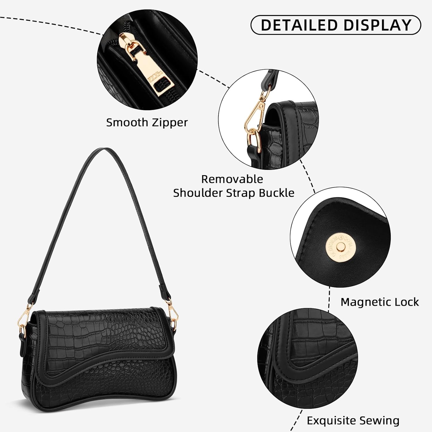 KKXIU Shoulder Bag for Women Small Clutch Purses Cute Hobo Handbag Trendy Underarm Bag - Image 3
