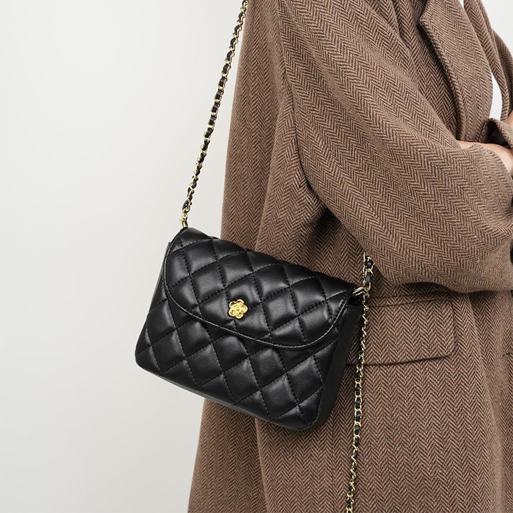 Women Vintage Quilted Flap Bag Chain Strap Cross Body Shoulder Purse Messenger Belt Bag