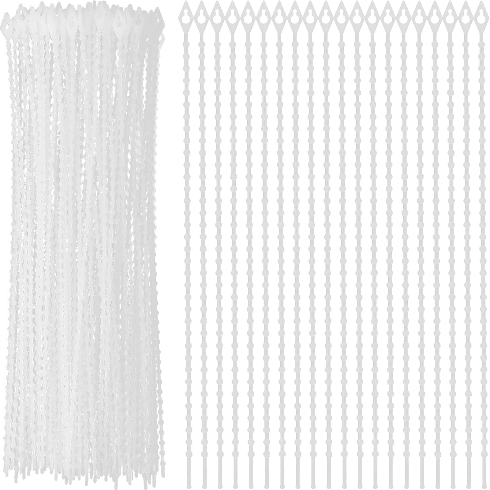 Saisn 100 Pack Beaded Cable Ties Fasteners Adjustable Zip Ties Ultra Strong Reusable Wire Ties Durable Plastic Zip Straps Flexiable White Beads Loop Twist Ties, 7 Inch