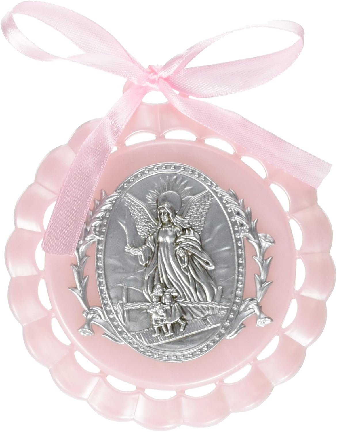 Roman Giftware Inc., Children’s Gifts, New Baby, 4.25″ H Pink Cradle Medal,Religious, Inspirational, Durable (4x1x4)