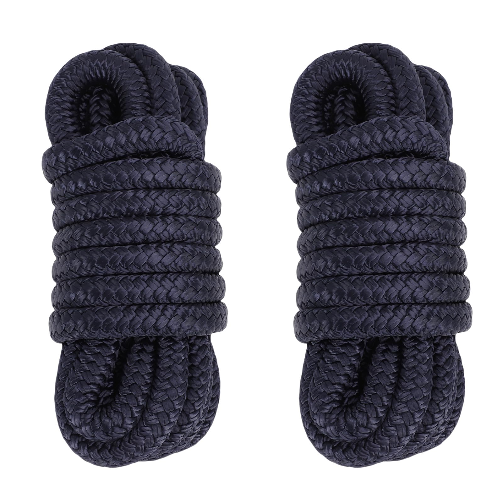 Tissting Bootsleine 1/2 Zoll X 15 Ft Nylon Doppelt Geflochtene Ankerleine Für Sicheres Vertäuen - 2 Stück Hochfeste Marineleine Mit 12 Zoll Auge Für Boote Bis 35 Ft, Segelboote (Marineblau)