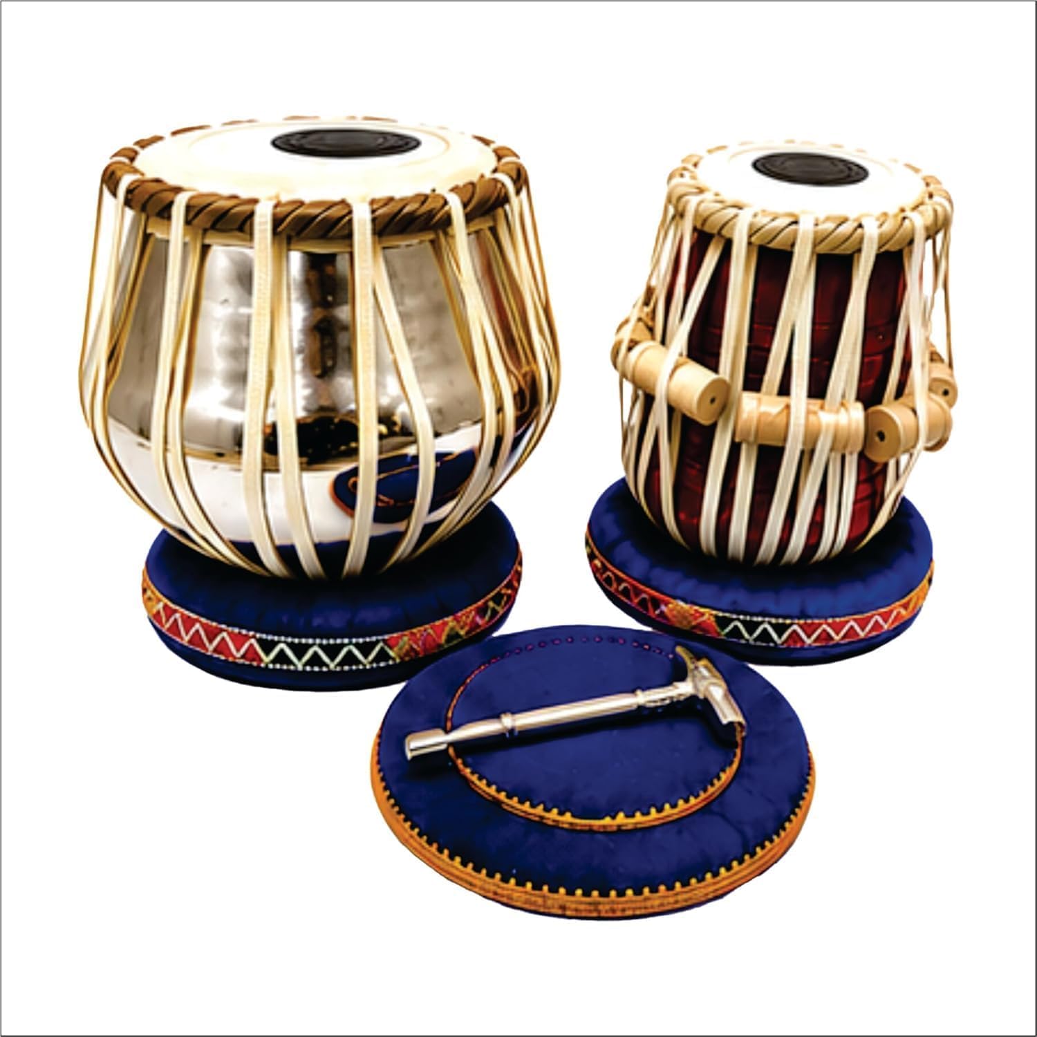 Steel Tabla Set, Basic Tabla Drums Set, Steel Bayan, Dayan mit Hammer, Kissen und Bezug - Perfekte Tablas für Schüler und Anfänger und Profis, Indisches Musikinstrument Tabla Set