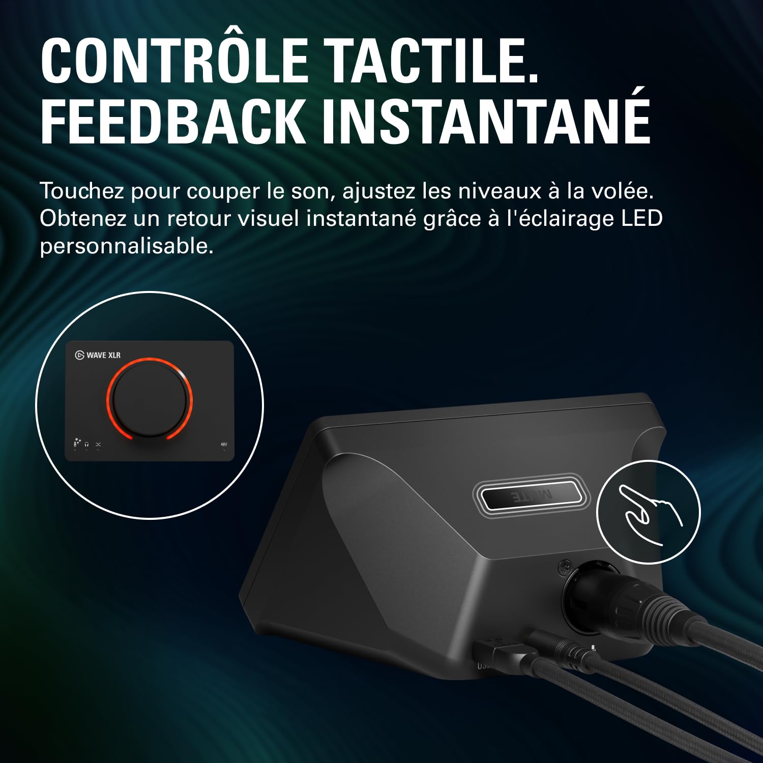 Elgato Wave XLR MK.2 – Interface audio USB | Table de mixage DSP pour micros XLR, gain 80 dB, effets intégrés, feedback LED, Touch Mute, Stream Deck, PC/Mac