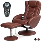 Best Choice Products Faux Leather Electric Massage Recliner w/Stool Footrest Ottoman, Remote Control, 5 Heat & Massage Modes, Side Pockets - Brown