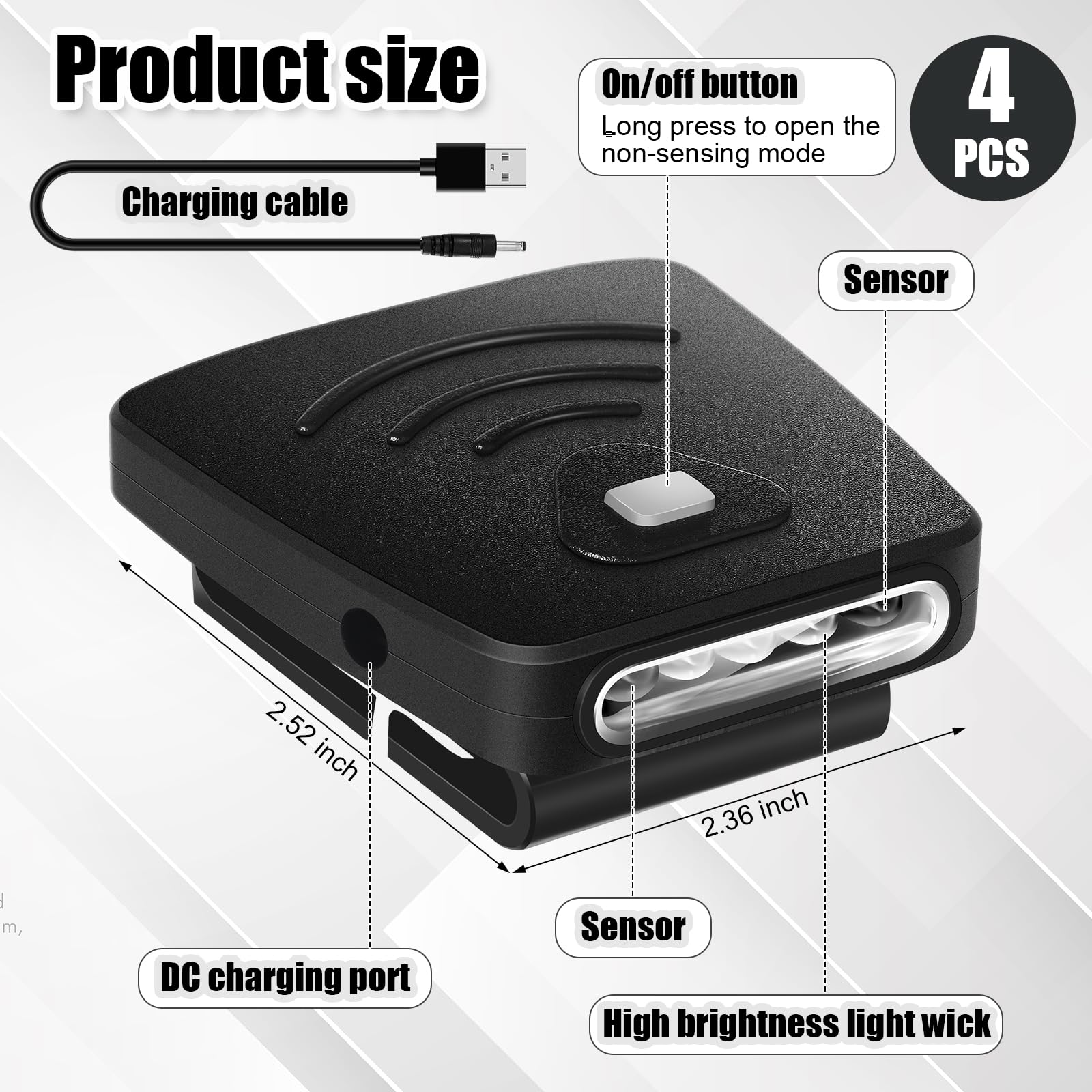 Aurelema 4 pz LED Clip on Cap Luci USB Ricaricabile Cap Torcia Clip Impermeabile Clip sul Cap Luce Luce Del Faro Leggero Clip On Luce per Natale Pesca Campeggio Lavoro a Mano