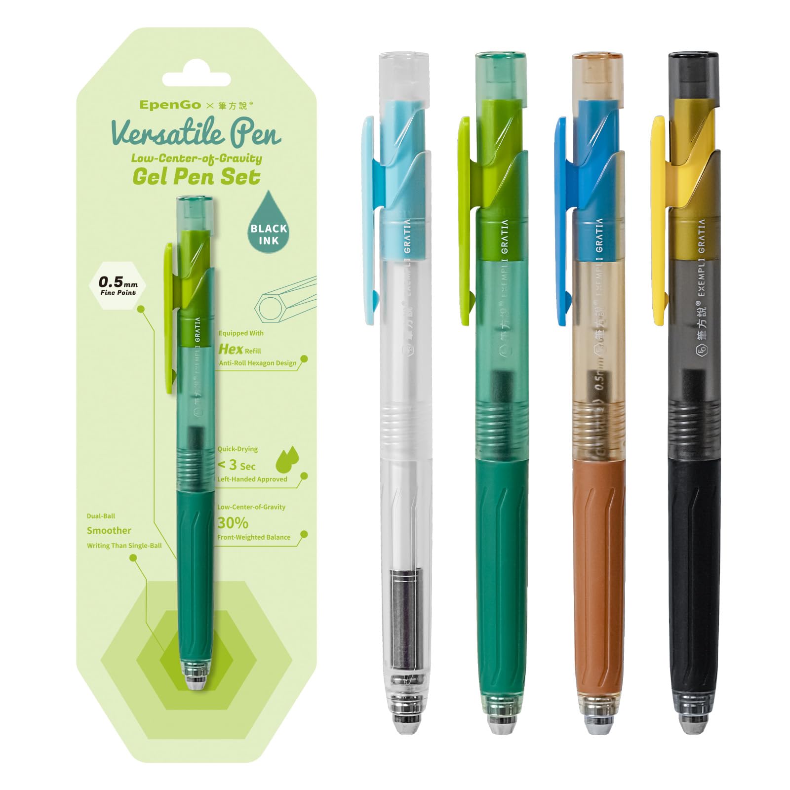 Photo 1 of EpenGo cute Pastel Ballpoint Pens Fine Point Smooth Writing Pens, 0.5mm Black Gel Ink pen, Quick-Dry Retractable with Silicone Grip, 4 Pcs - Morandi Colors for Office, School Supplies, Journaling, Men