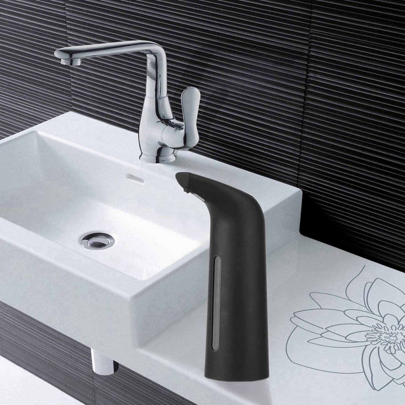 Dispenser automatico di sapone liquido touchless, 3 pezzi, nero, per cucina e bagno, 400 ml