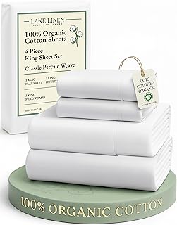 LANE Organic Cotton King Sheets - Breathable & Soft