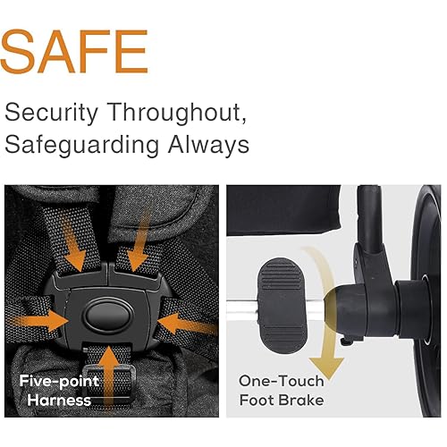 Miniatura 7 de Cochecito doble para bebés gemelos y niños pequeños, tándem plegable, cochecito convertible individual a individual, peso ligero compacto, edades de