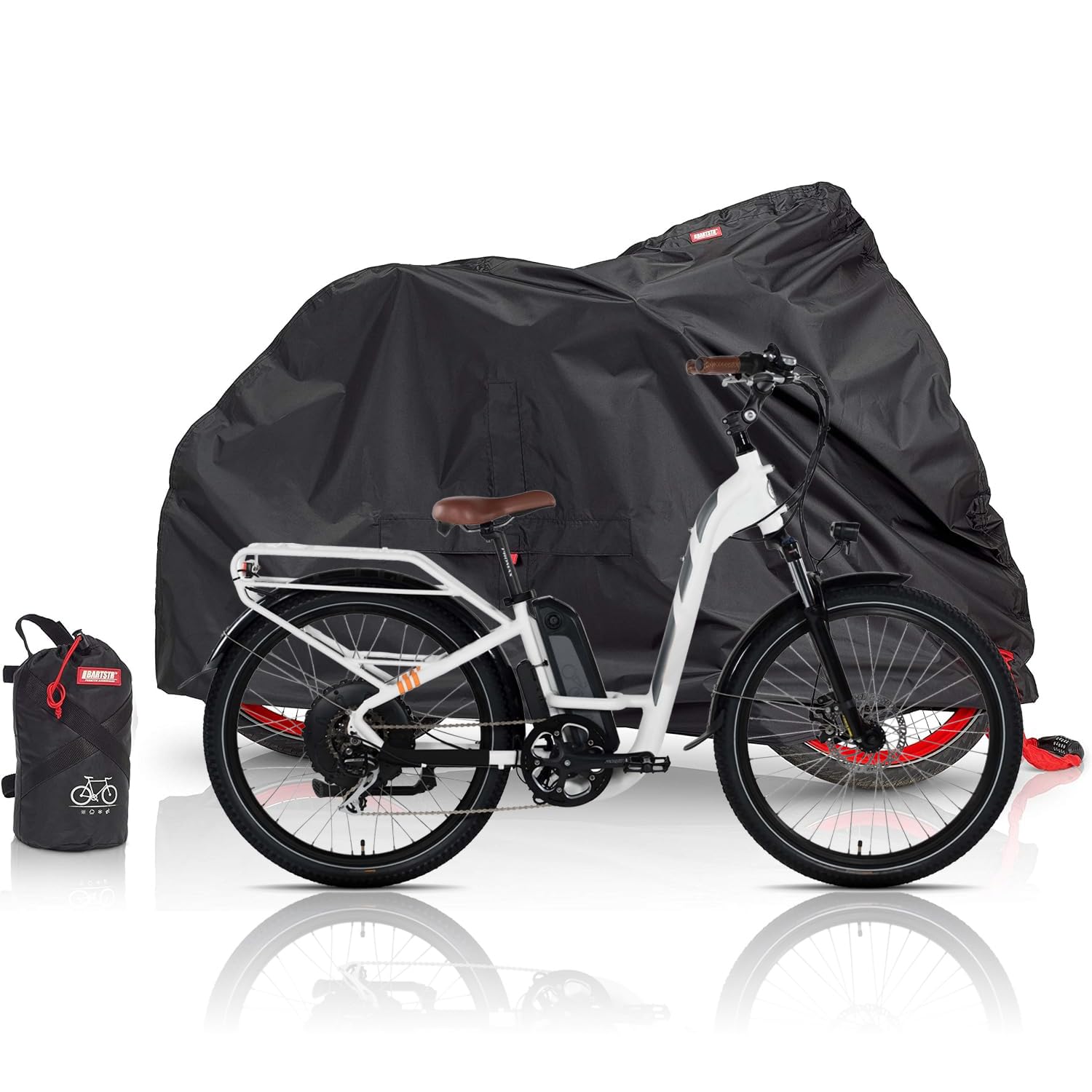 Bartstr Black Bike Cover, Waterproof Bicycle Cover For Indoor And Outdoor Storage, 210D Oxford Fabric Anti Dust Rain With Lock Holes And Portable Storage Bag (M)