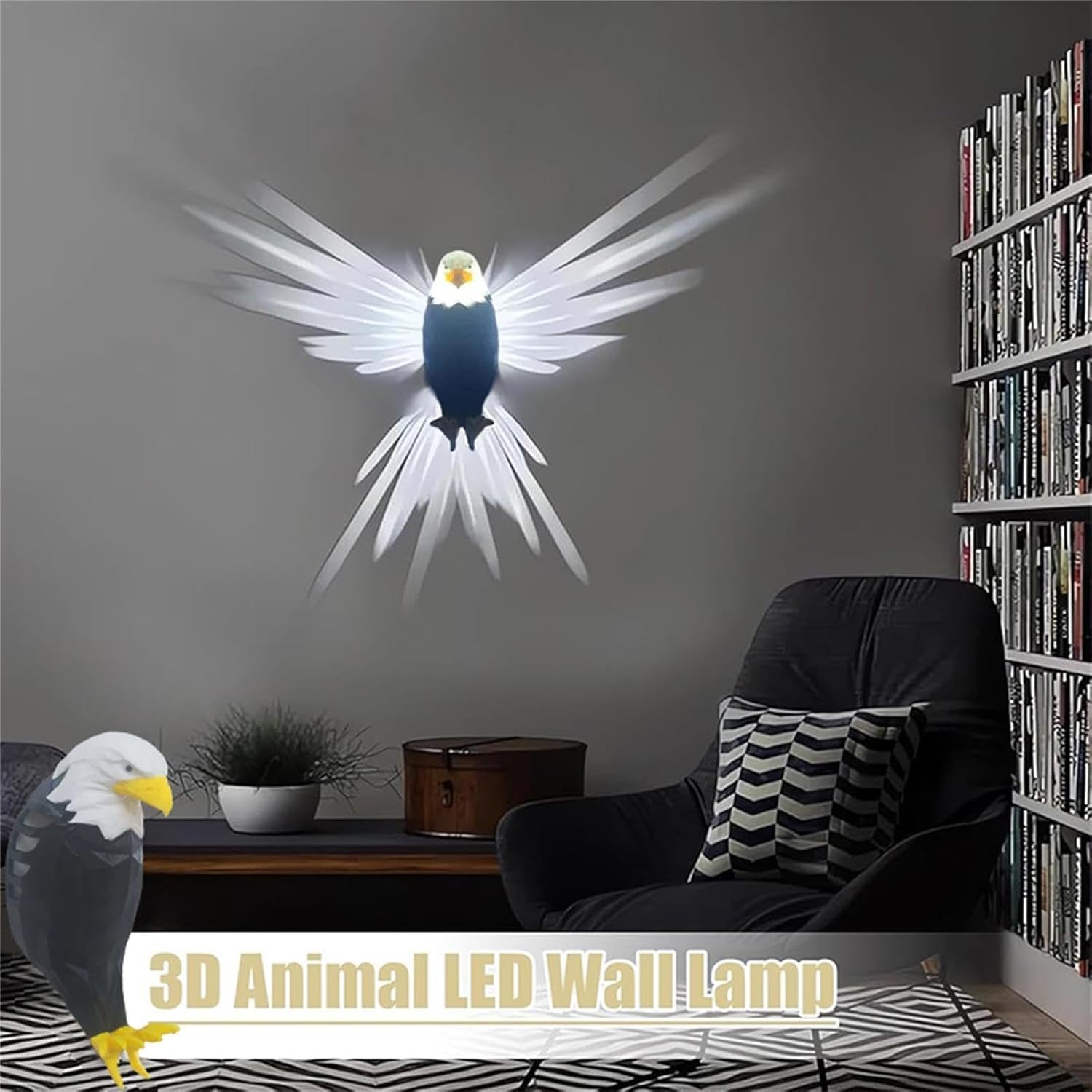 AWOKZA Eagle Wall Lamp, Eagle Shadow Lamp 3D Animal Magnetic LED Stair  LightsIndoor Wall Sconce, USB Charging Decorative Wall Lights for Bedroom,  Living Room, Hallway : Amazon.in: Home & Kitchen