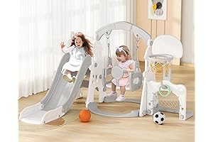 Glaf 6-in-1 Indoor Family Playground with Slide, Swing, and More