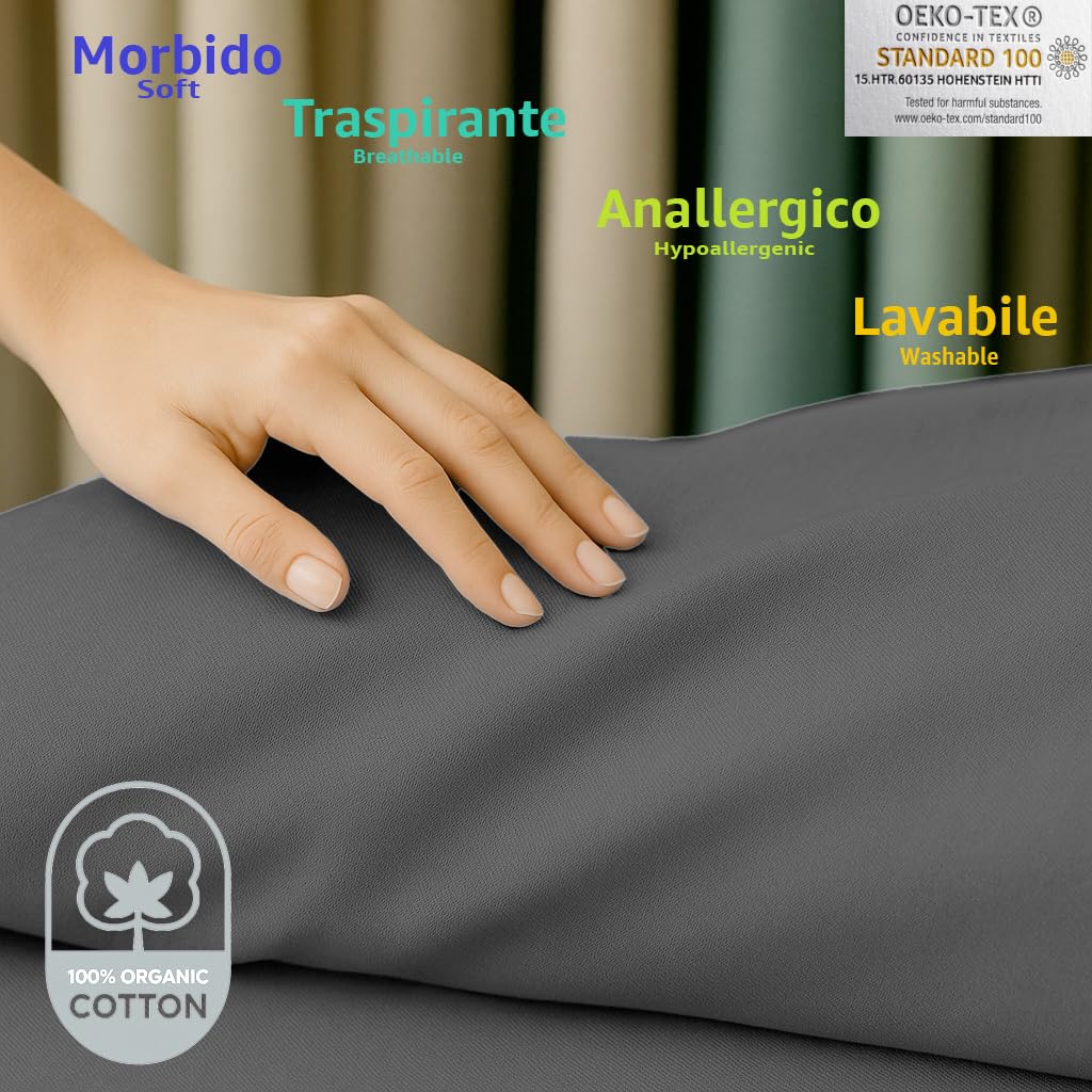 Byour3 - Sofabezug 2 3 4 Sitzer Leichte 100% Reine Baumwolle Sofa Cover Schutzhülle Sofaüberwurf L U Form Ecksofa Sofa Couch Abdeckung Alles Couchbezug Abwaschbar (Anthrazitgrau, 3 Sitzer)
