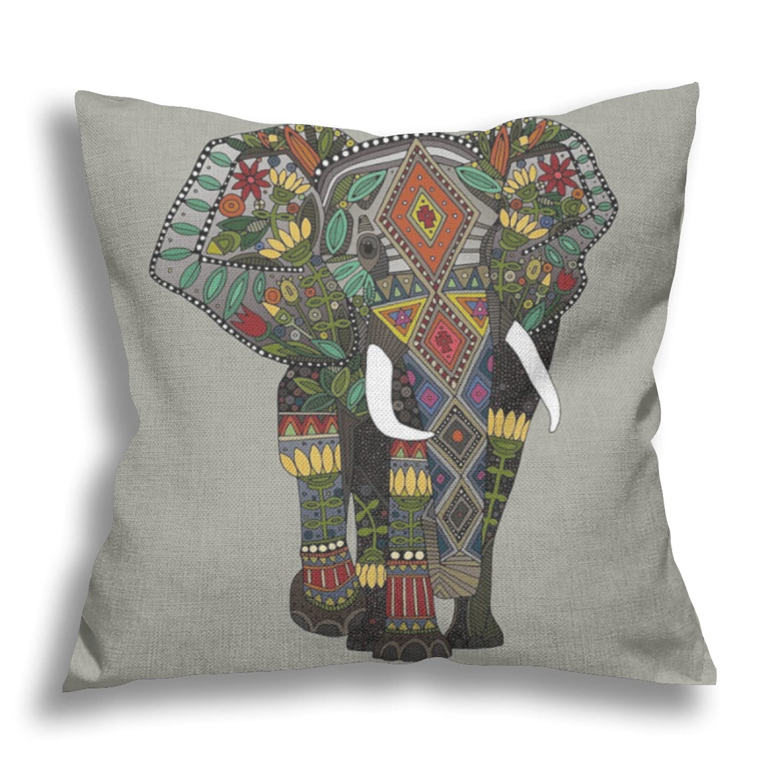 Airfly floral elephant stone Throw Pillow Covers PillowCase Cotton Linen Square Home Decorative Cushion Cover 18×18