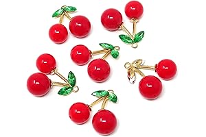 Honbay 6PCS Red Cherry Charm Fruit Pendants - Perfect for Jewelry Making and DIY Crafts