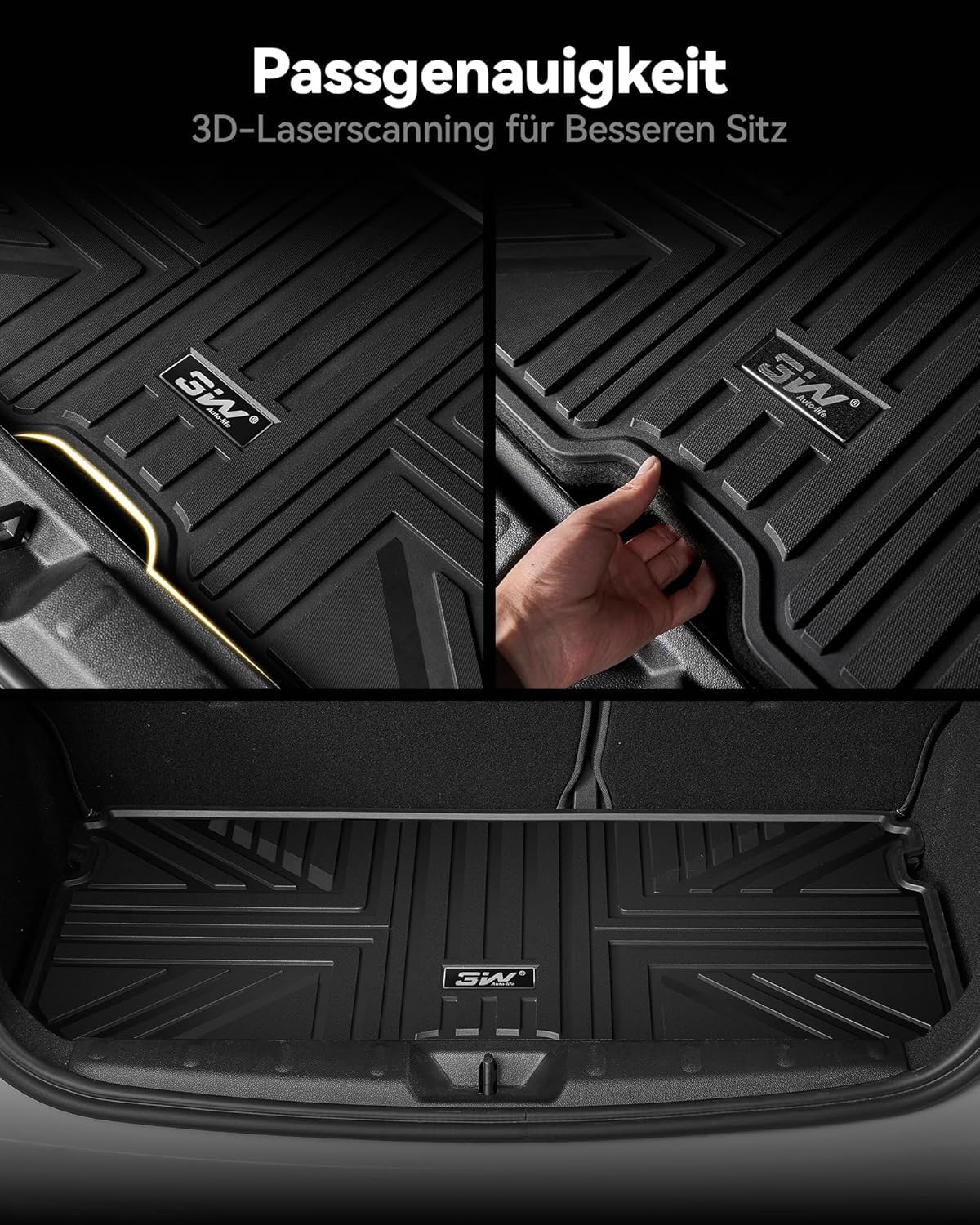 3W Kofferraumwanne für 2015-2026 Mini Hatch F56/Mini Cooper F66 3-Türer | Oberer und Unteres Ladeboden | TPE Thorex™ Allwetter | 3D Maßgeschneiderte Passform | Hundefreundlich Zubehör | Wasserdicht