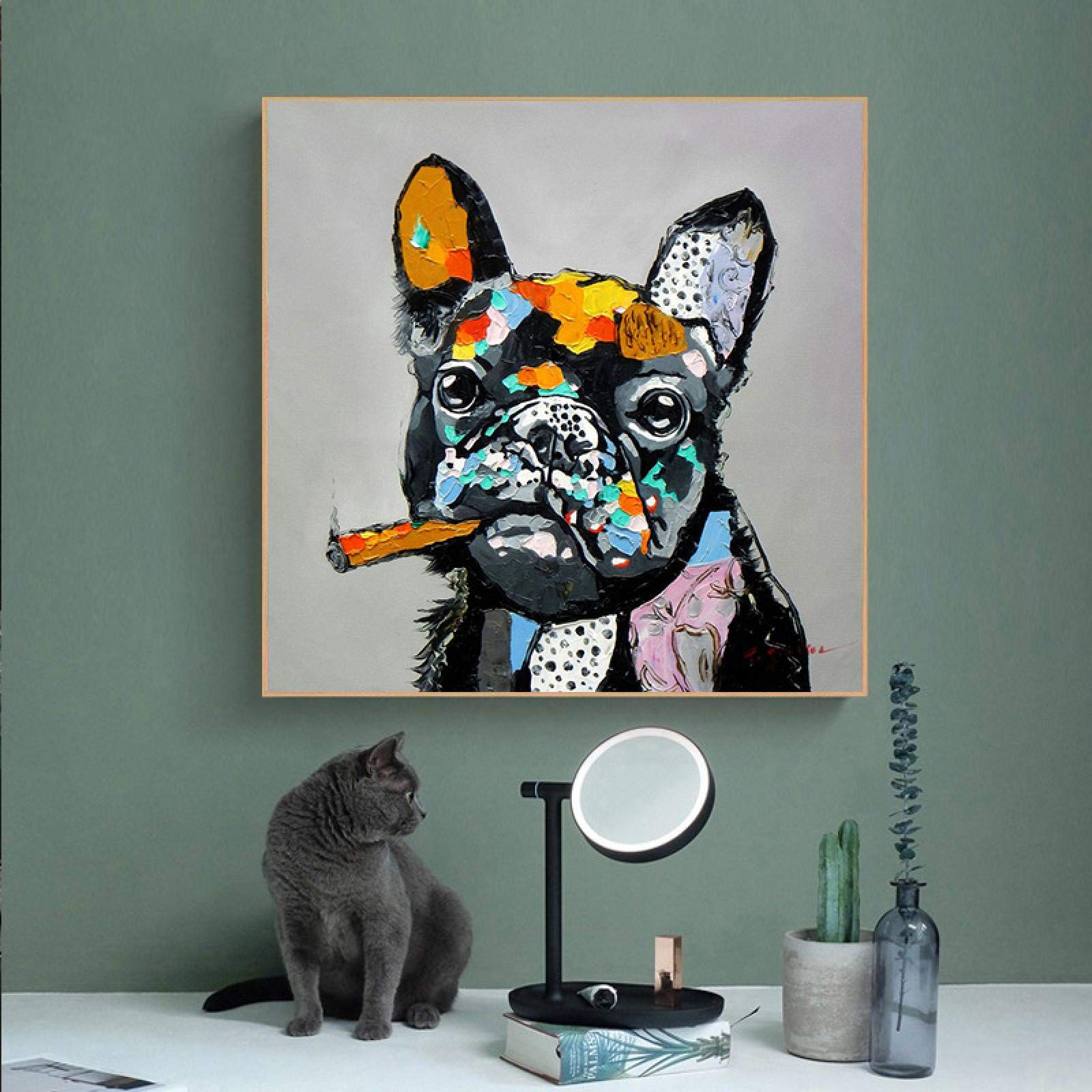 Amazon｜動物グラフィティアート犬のキャンバスプリント絵画ストリート 
