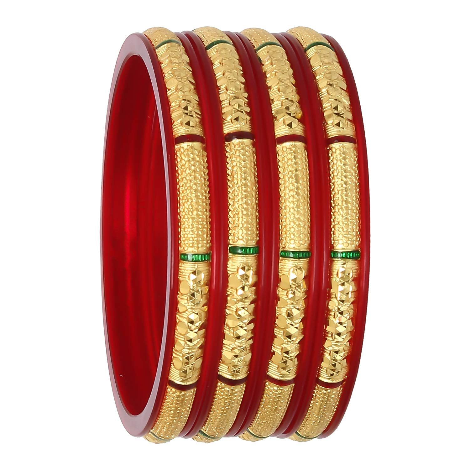 Joyeria Fashions Red Gold Plated Micro Plating Bangles for Women - Pack of 4 (2.4) (B07YG2FVX3) Amazon Price History, Amazon Price Tracker