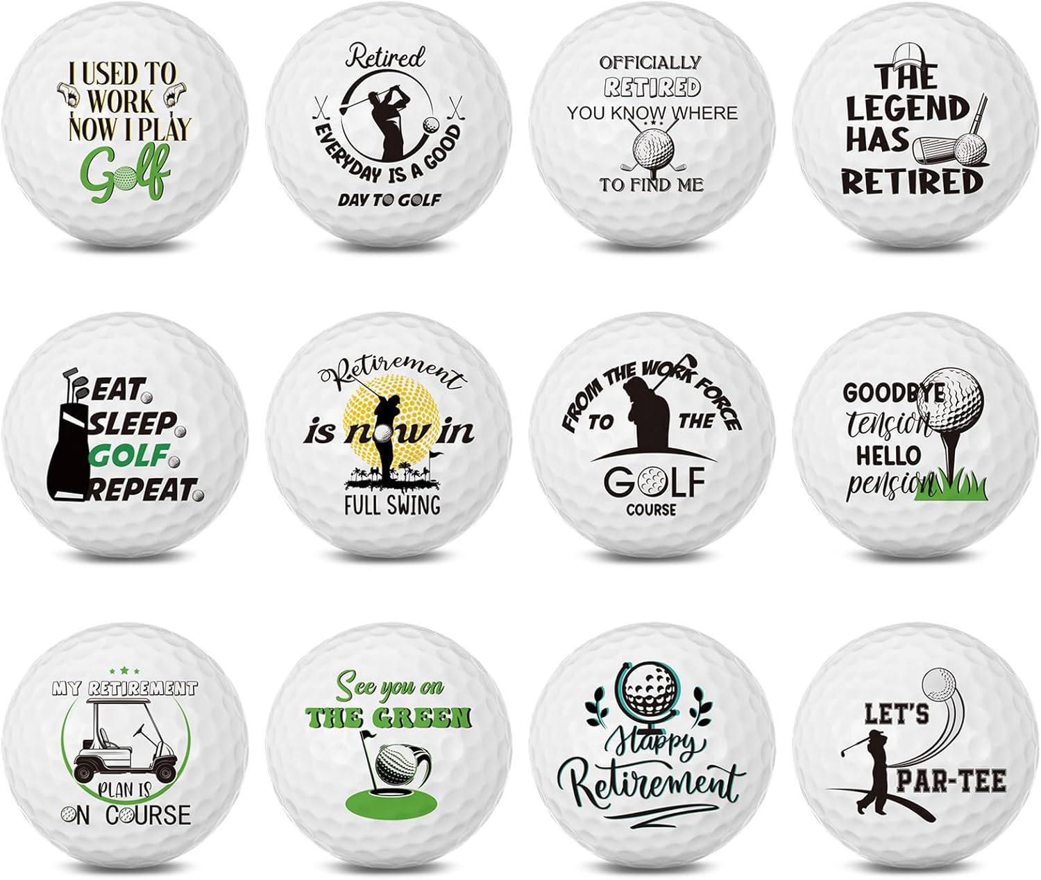 12 Pcs Golf Retirement Gifts for Women Men Funny Golf Balls Set for Father Mother Son Boss Coworker Employee Husband Grandpa Golfers Lovers Spring Holiday Gifts