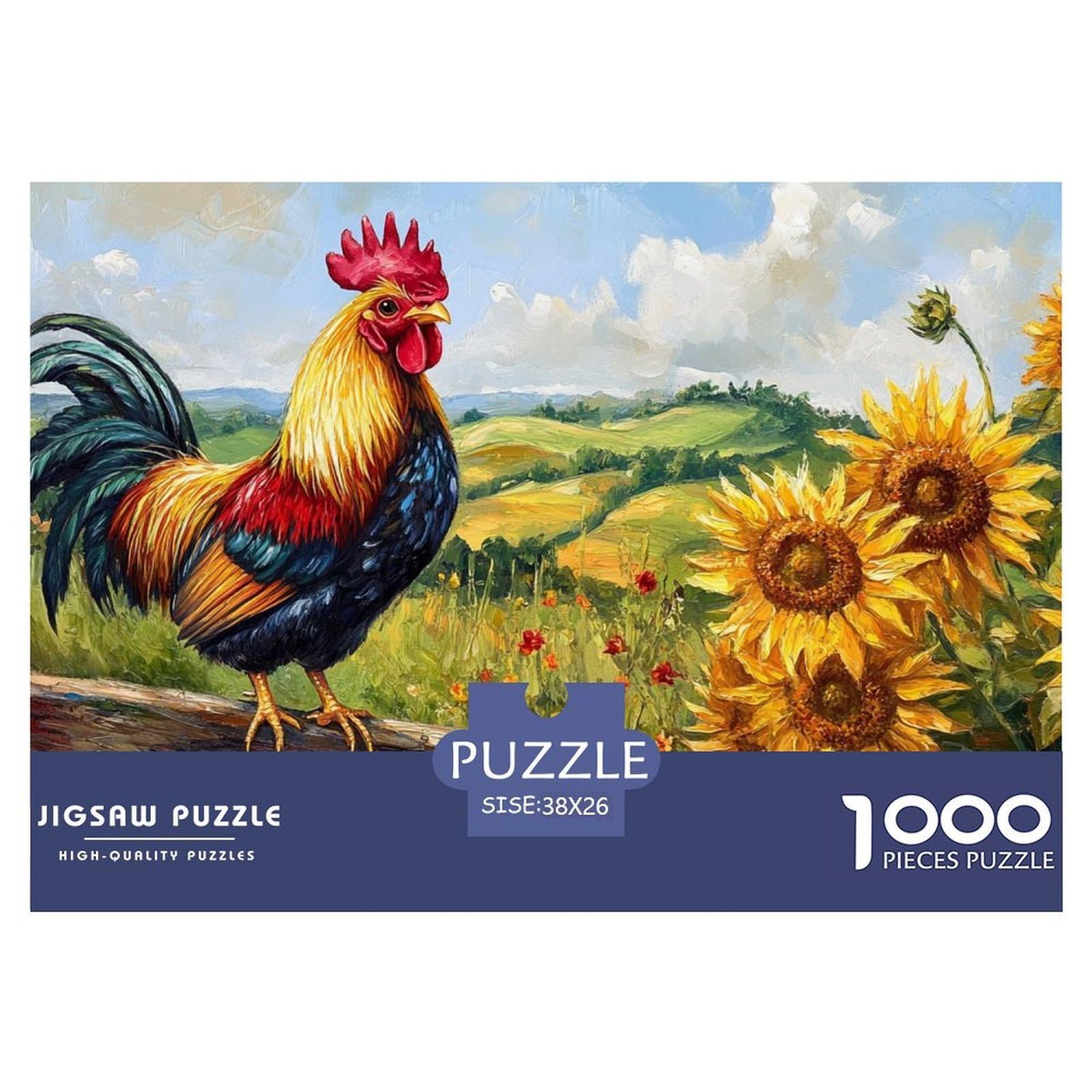 Jigsaw Puzzles Rooster 1000 Piece Challenge Game for Adults,Farmyard Scene Impossible Jigsaw Puzzle 1000 Piece Educational Games for Adults Or Families 38x26cm/1000pcs