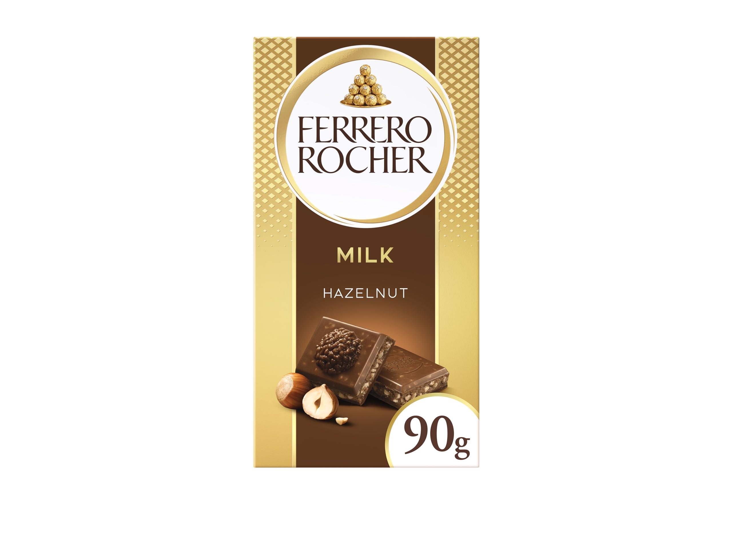 Ferrero Rocher Original Milk Chocolate Bar and Hazelnut, 90g