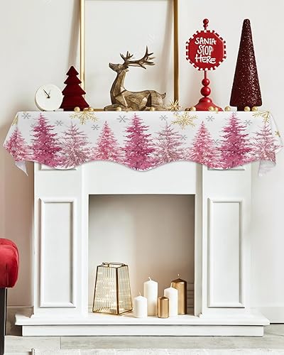 Miniatura 5 de Snowflake Tree Fireplace Mantel Scarf Table Runner,Winter Garland Mantel Top Tablerunners Dresser Scarves Cover Decorations for Windows Party Living