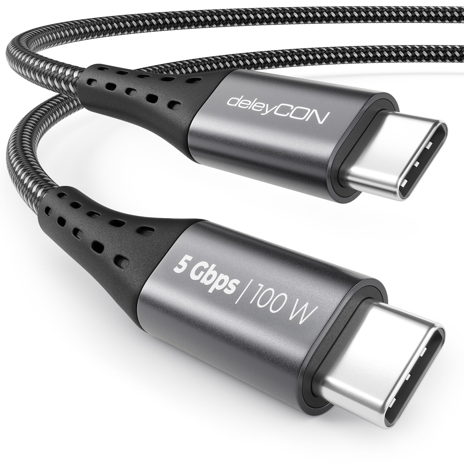 deleyCON 0,5m USB C Kabel PD3.0 (100W Schnellladekabel + Datenkabel 5 Gbit/s) Kurzes Ladekabel USB-C für iPhone 17 16 15 Pro Max Air Galaxy S25 S24 S23 Pixel iPad Pro MacBook Air Tablets Switch PS5