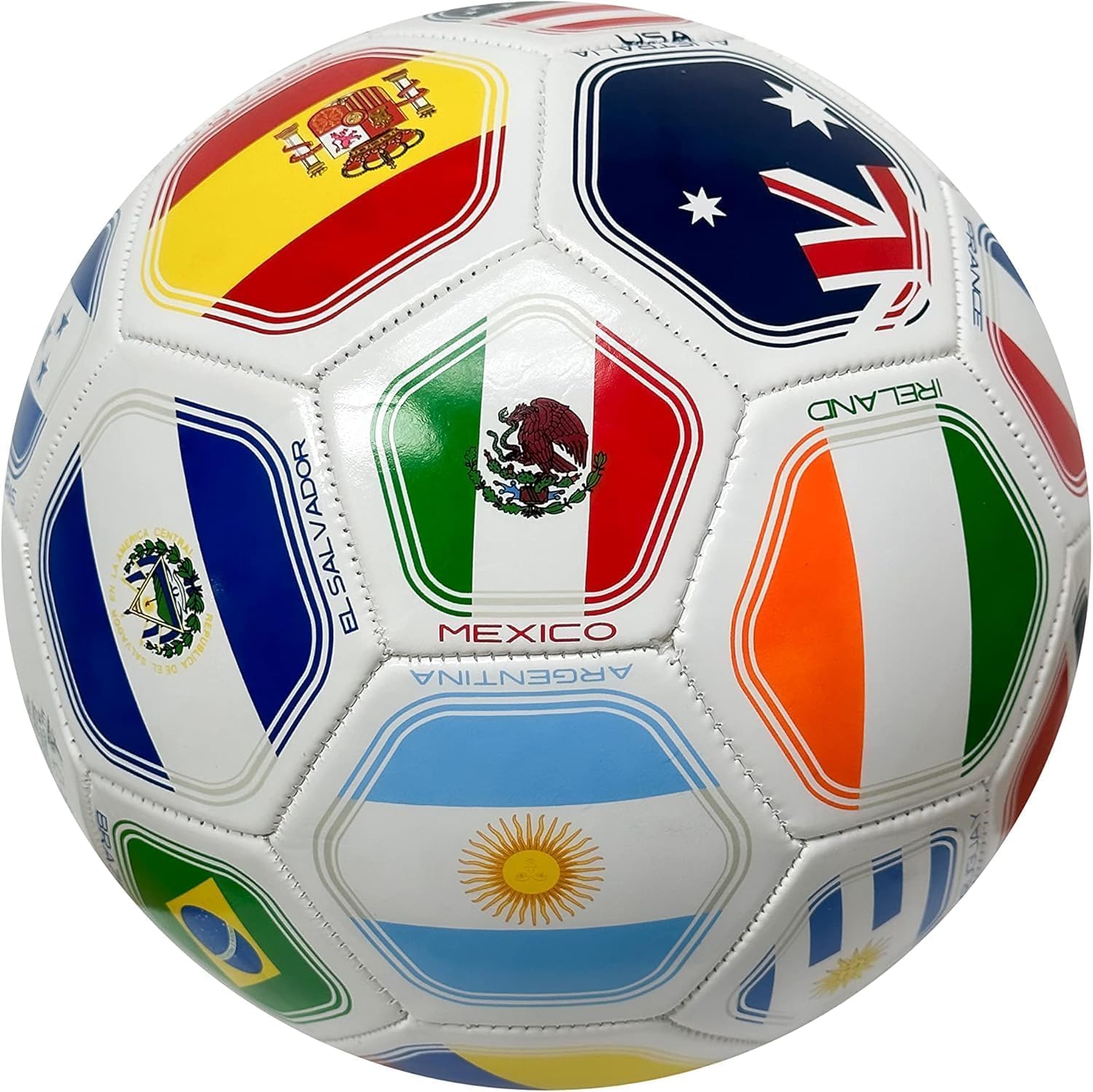 2026 World Flag Country World Flag Training Outdoor Soccer Ball Size 5 Futol Size (Size 5)- White - 5
