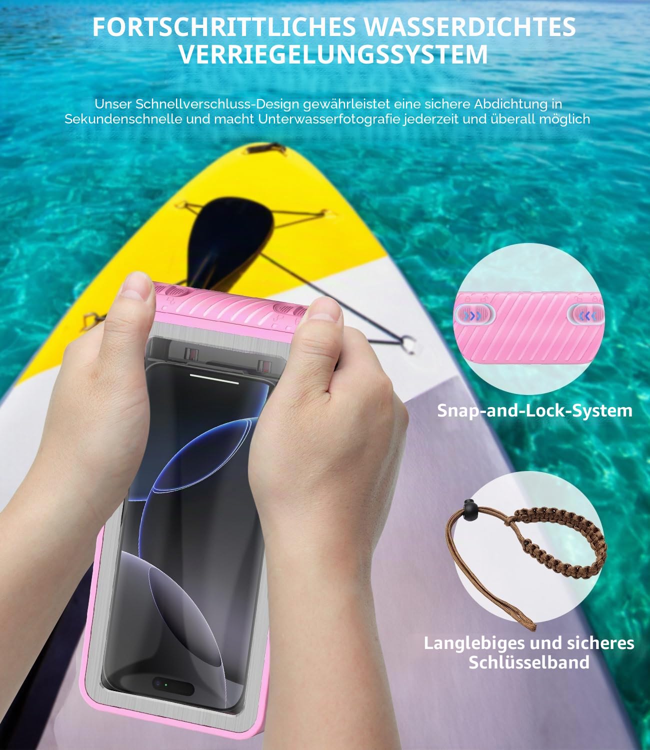 wasserdichte Handyhülle IPX8 Universelle Tauchen – Professionelle Unterwasser Handyhülle Touchscreen-Gehäuse Hülle für iPhone Samsung Galaxy Xiaomi bis zu 6,9 Zoll, Tauchen Schnorcheln
