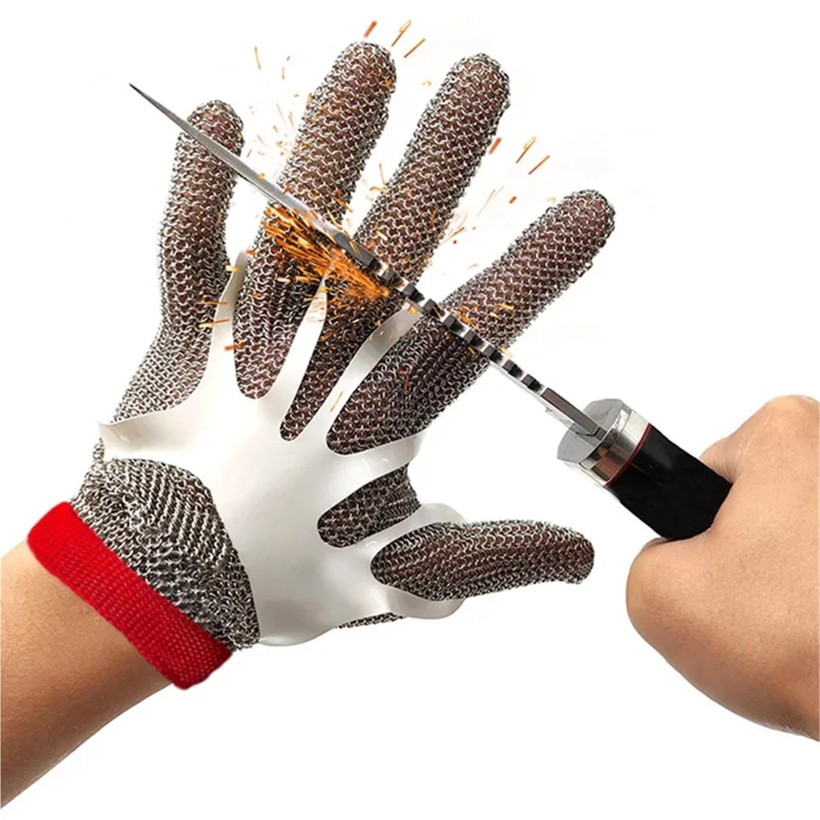 Schnittschutzhandschuhe, Schneidehandschuhe aus Edelstahl 304, Schutzklasse 5, Arbeitsschutz, 1 Stück(M-23)