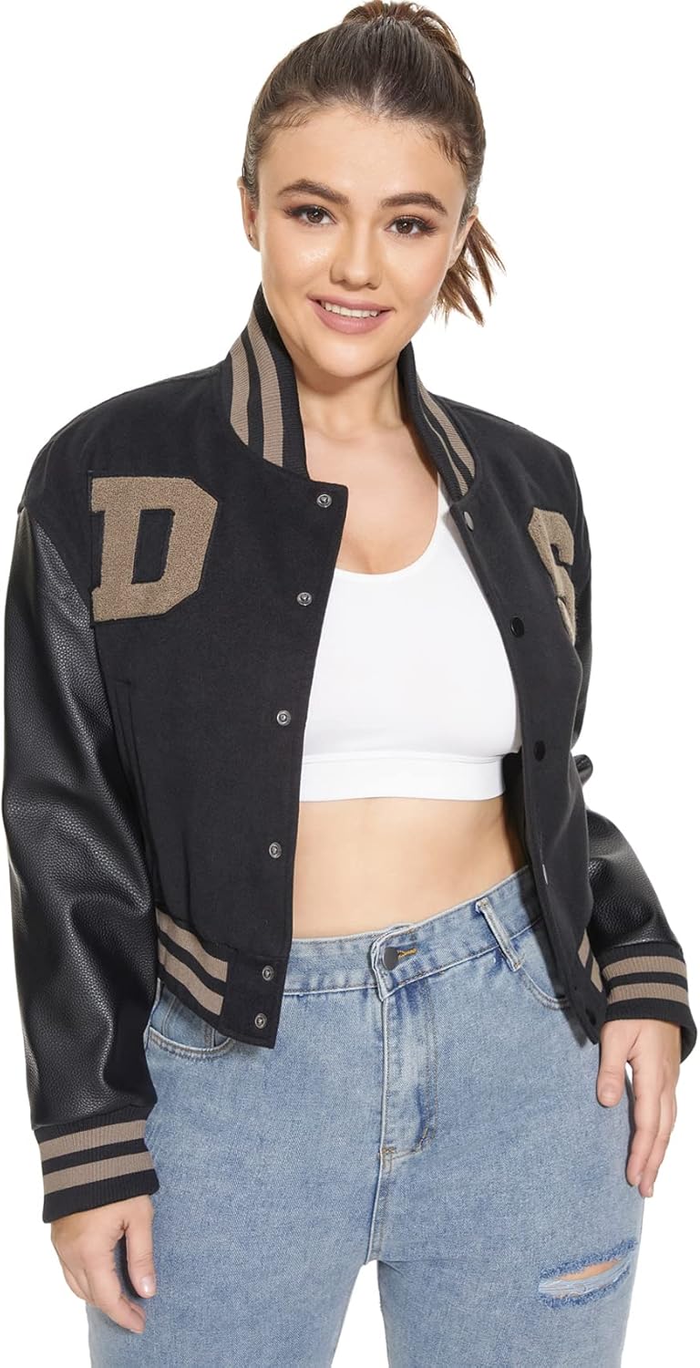 DARKSHE Women's Faux Leather PU Jacket, Graffiti Studded Rivet Punk Biker Moto Fashion Coat with Long Sleeve