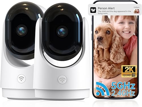 Cámara de seguridad para interiores, cámara 2K WiFi de 360 para seguridad del hogar, panorámica e inclinación, cámara para mascotasperrosbebé con