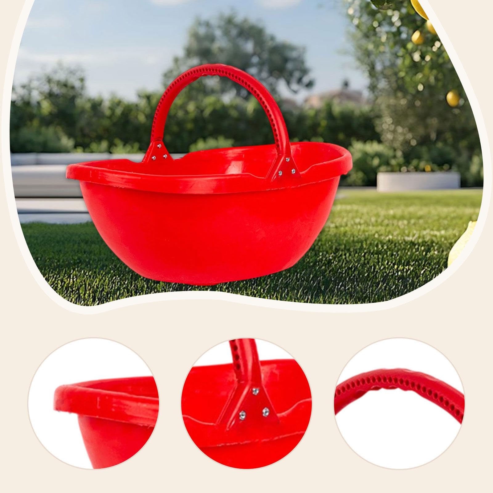 Cesto portaoggetti da giardino con manico ergonomico, strumento di raccolta portatile, per coltivare il giardino, rosso