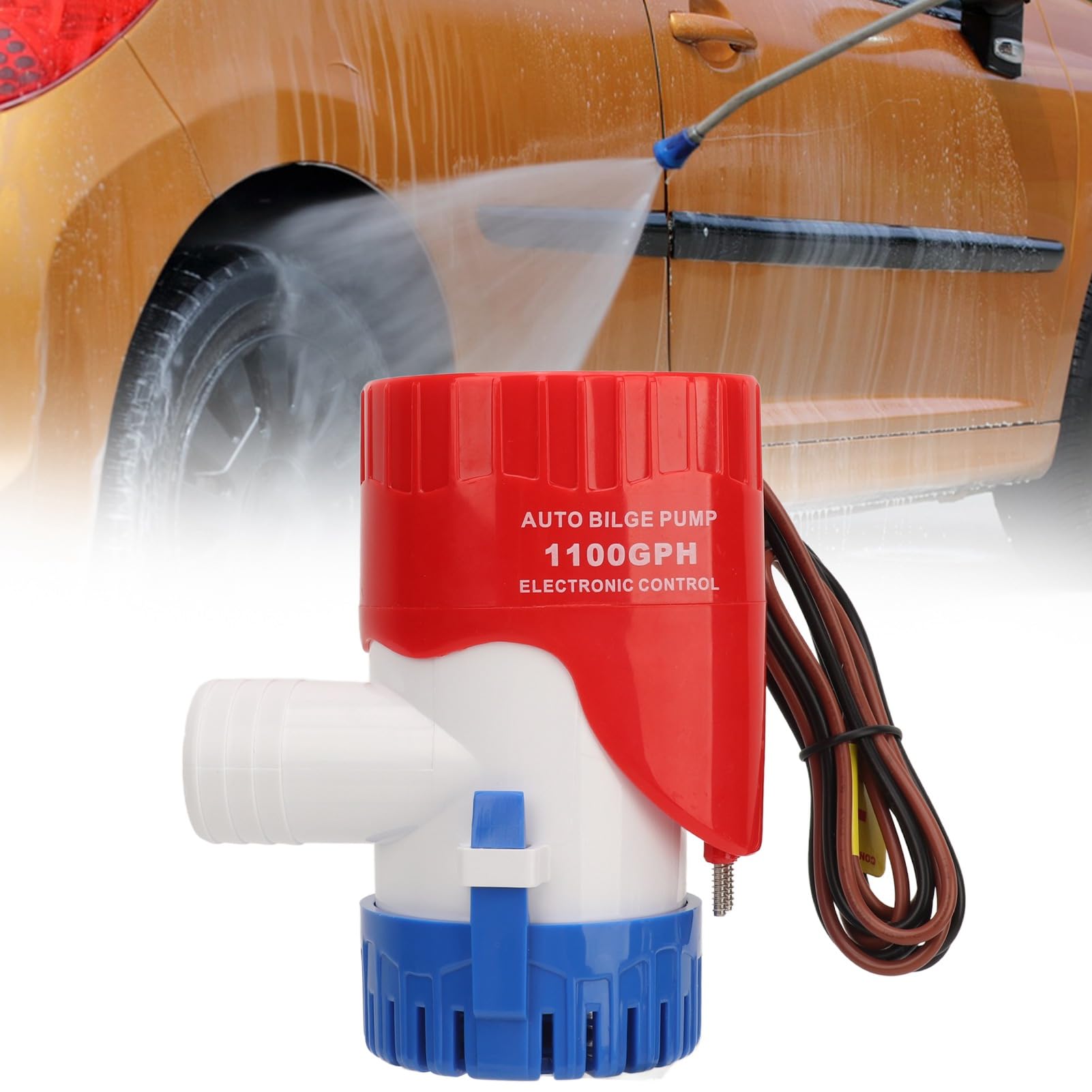 Bomba de Agua de Sentina Automática de Alto Rendimiento para Drenaje Rápido en Estanques, Piscinas, RV Marine 1100GPH (12V)