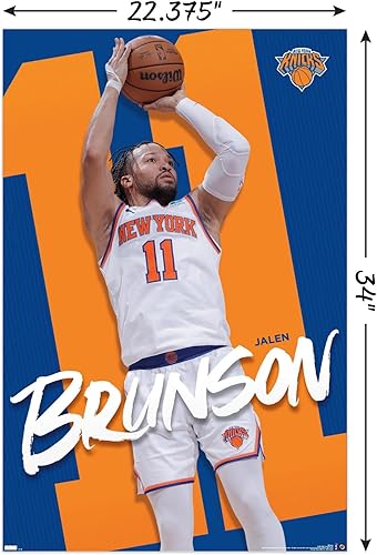 Miniatura 3 de NBA New York Knicks - Póster de pared de Jalen Brunson 24, 34 pulgadas de largo x 22.4 pulgadas de ancho, versión sin marco