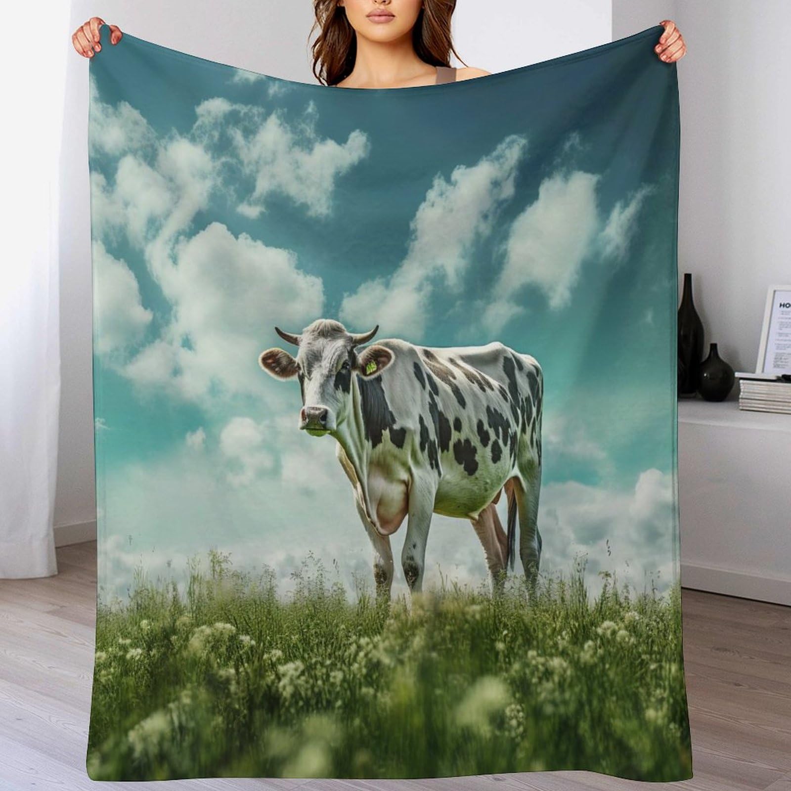 Couverture moelleuse vache pour lit et canapé plaid chaud toutes saisons