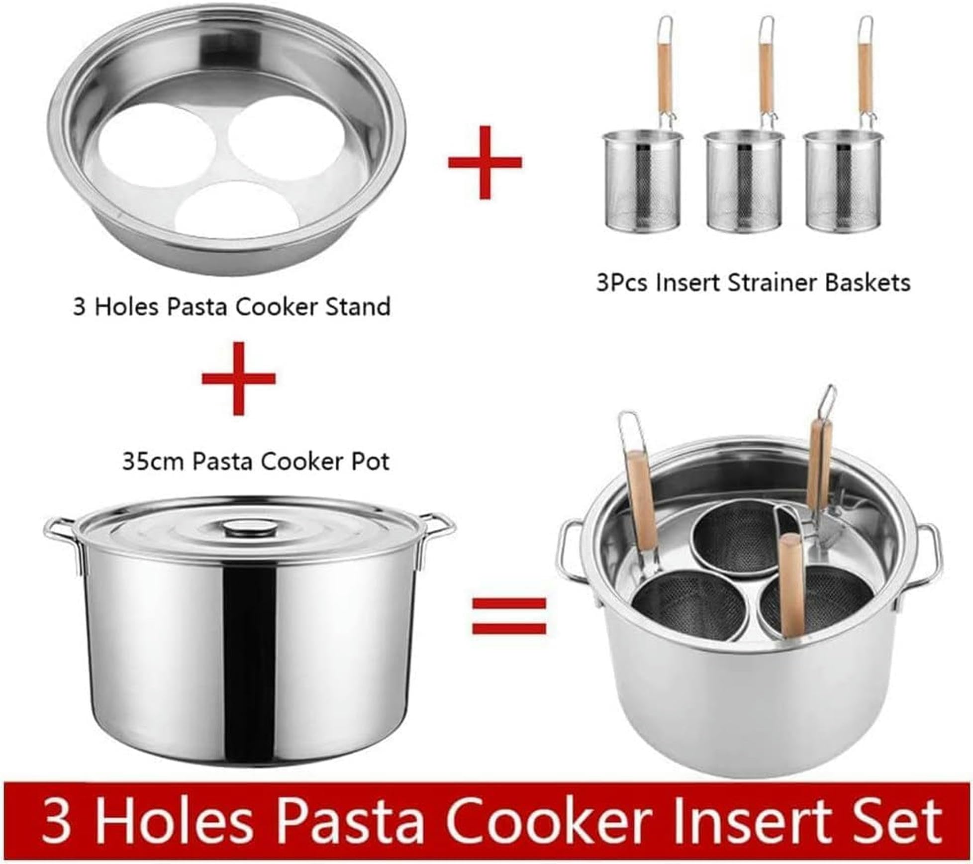 Pentole per Pasta Pentola per Cucinare Set per cuocipasta Commerciale, cuocipasta Multifunzionale con divisore e scolapasta, pentola per brodo in Acciaio Inossidabile o Cucina Dome