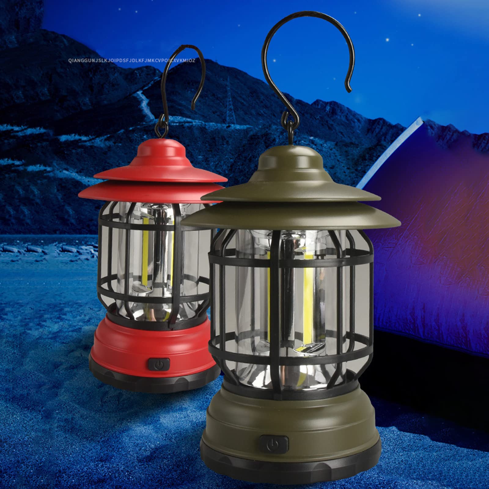 Zewnętrzne wielofunkcyjne oświetlenie kempingowe LED bezstopniowe ściemnianie retro atmosfera światła ładowanie USB oświetlenie awaryjne namiot oświetlenie wodoodporne oświetlenie, czarne