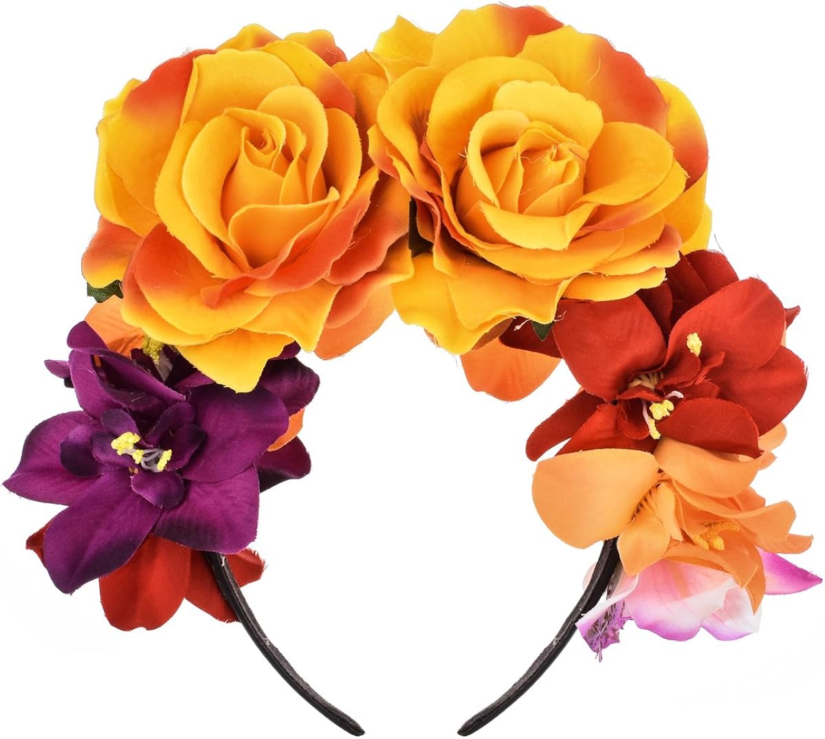 DreamLily Day of The Dead Headband Costume Rose Flower Crown Mexican Headpiece BC40 (Mix-Color) at  Women’s Clothing store