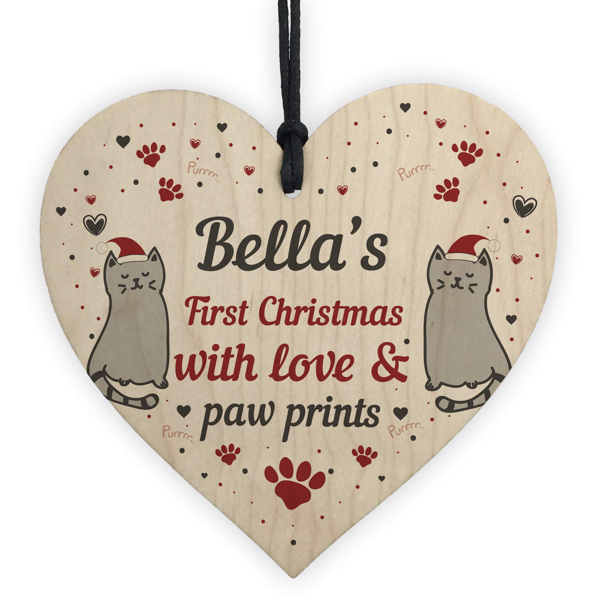Red Ocean Personalised Cats First Christmas Paw Bauble Family Pet Keepsake Xmas Gift Sign