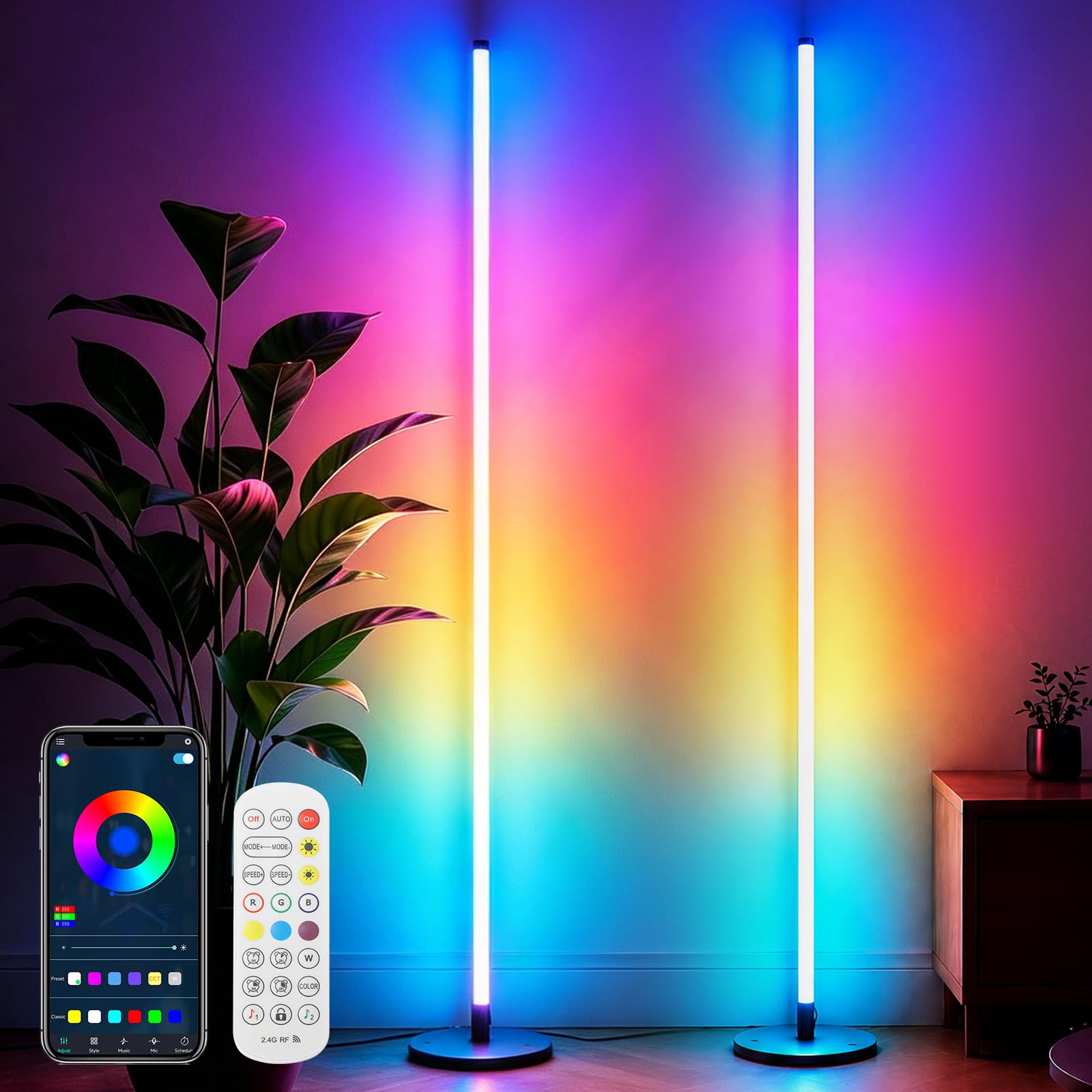 VnioLife RGBIC LED Stehlampe Wohnzimmer Dimmbar, 16 Millione