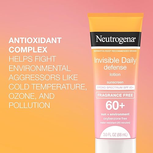 Miniatura 5 de Neutrogena Invisible Daily Defense Loción de protección solar sin fragancia, amplio espectro SPF 60+, sin oxibenzona y resistente al agua,