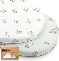 Vista 25 de Paquete de 2 sábanas de moisés para bebé niña y niño, viscosa de 33 x 17 pulgadas, derivada de bambú, sábanas ajustables para moisés, compatibles