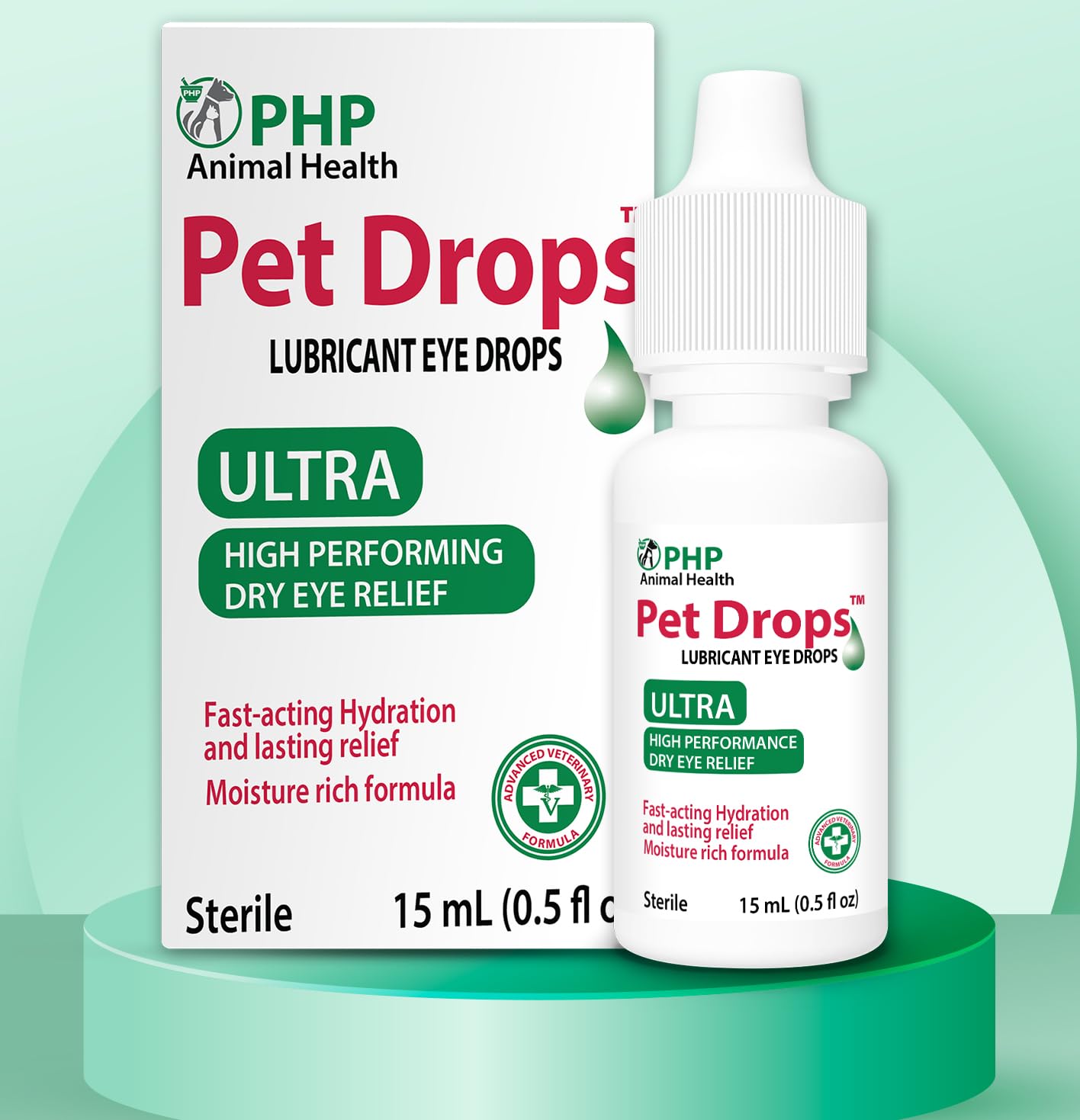 Ultra Lubricant Pet Drops 15 ml - Eye Drops for Cats and Dogs - Moisture Rich Formula Fast
