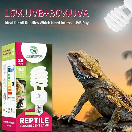 Miniatura 34 de Luz de reptil UVB 10.0, 13 W Desert UVA UVB Bombilla para reptiles, lámpara compacta de terrario del desierto, bombilla UVB reptil para dragón