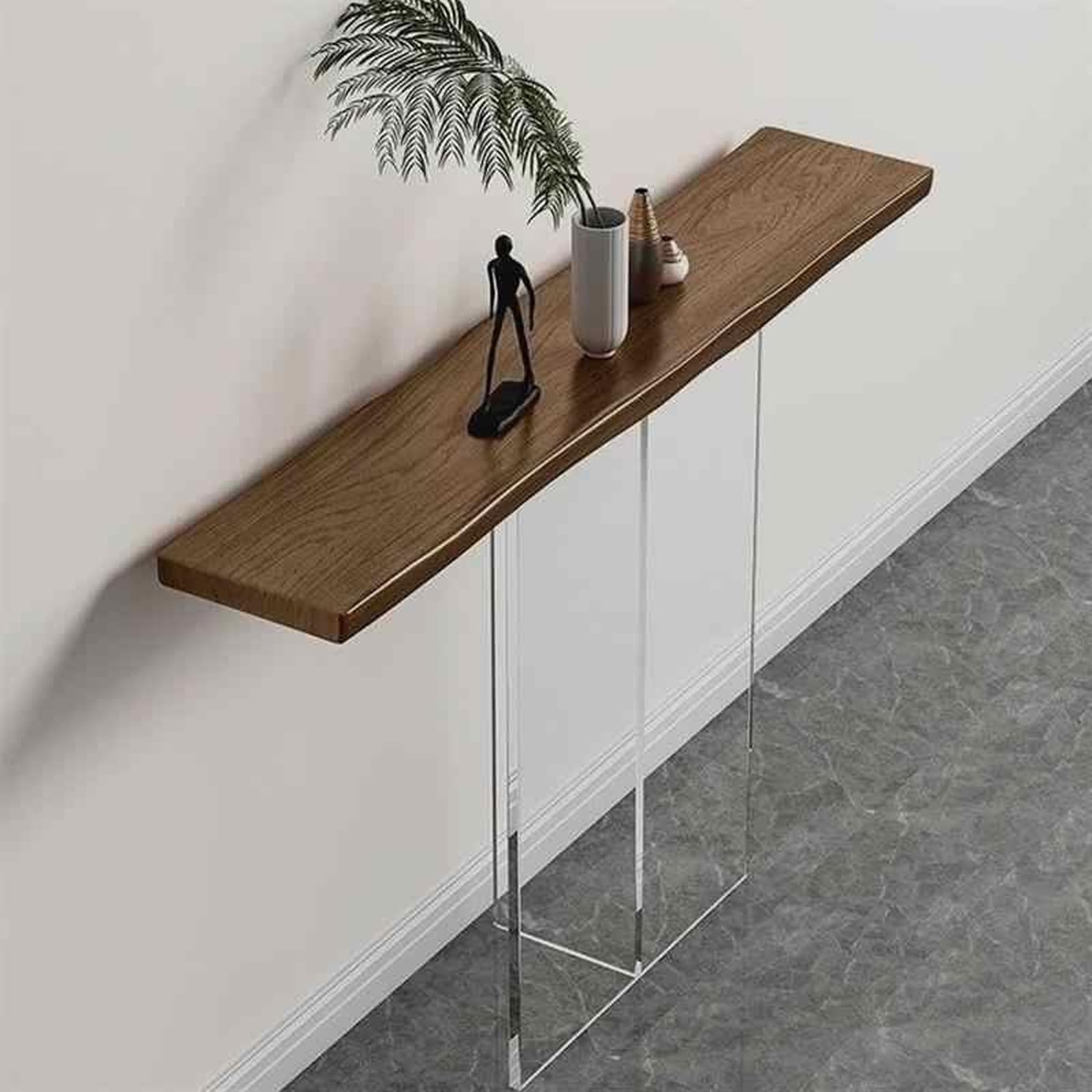 Consola estrecha de madera marrón oscuro de 120 cm estilo moderno elegante