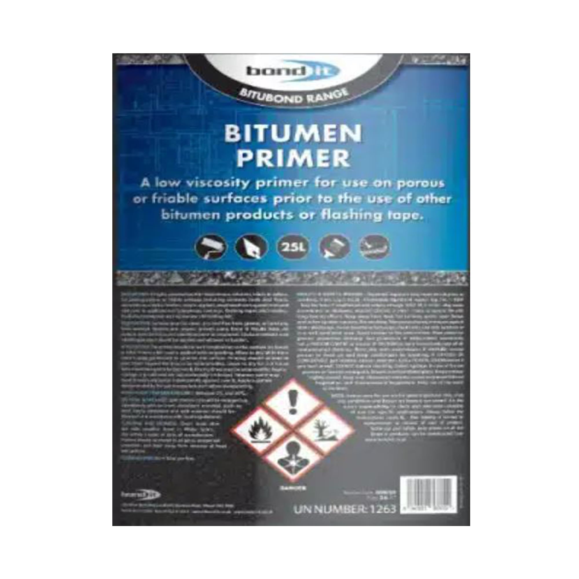 Bond It 25 litres Bitubond Range Bitumen Roofing Flashing Primer Solution Black