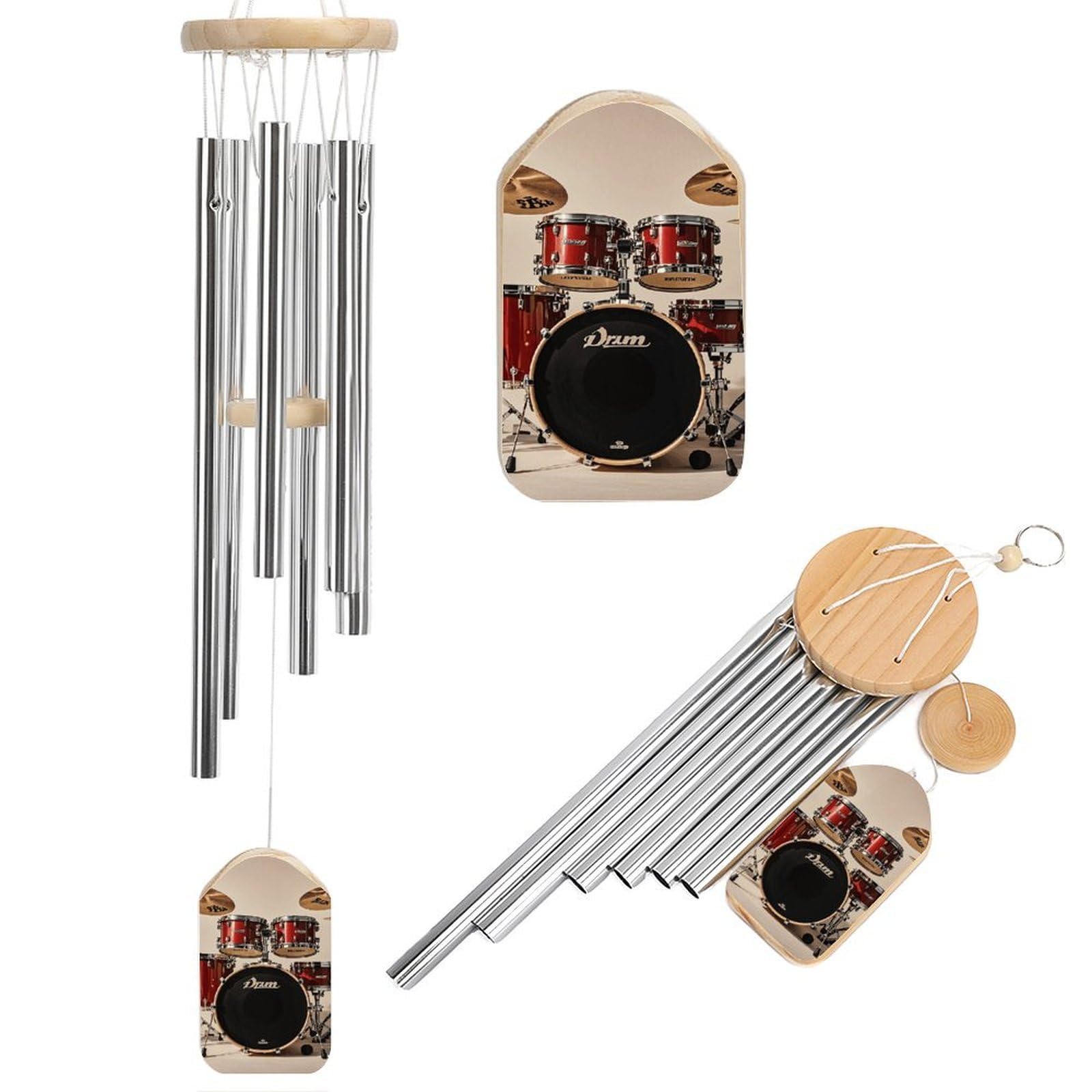 Cadeau de carillon à vent en métal de 52cm avec 6 tubes alu pour l'extérieur